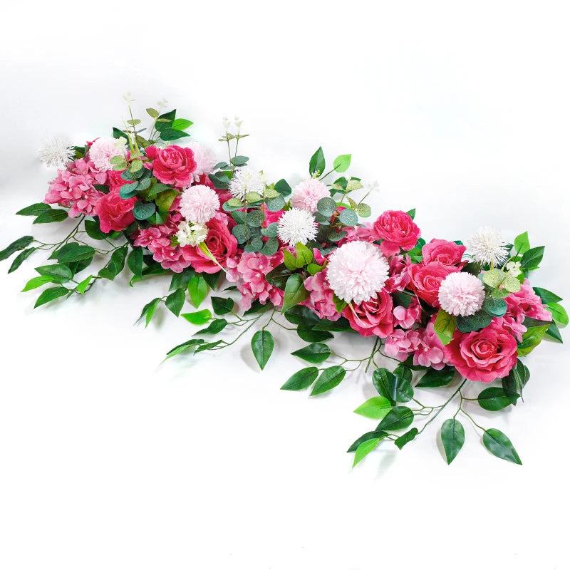 100cm Luxury White Rose Flower Row – Elegant Artificial Wedding & Event Decor