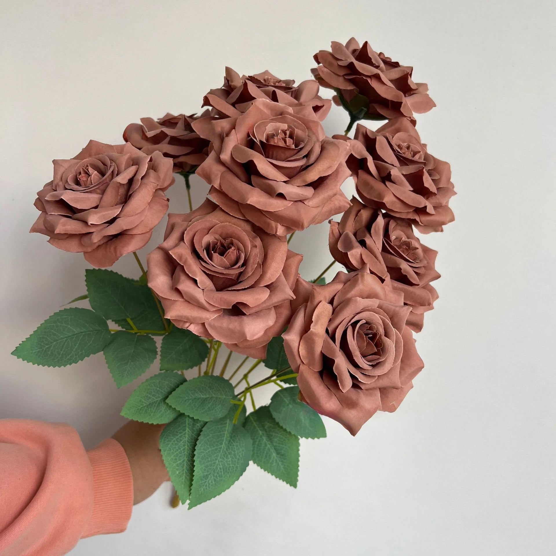 9-Head Diamond Rose Bouquet Artificial Flowers for Wedding & Home Decor