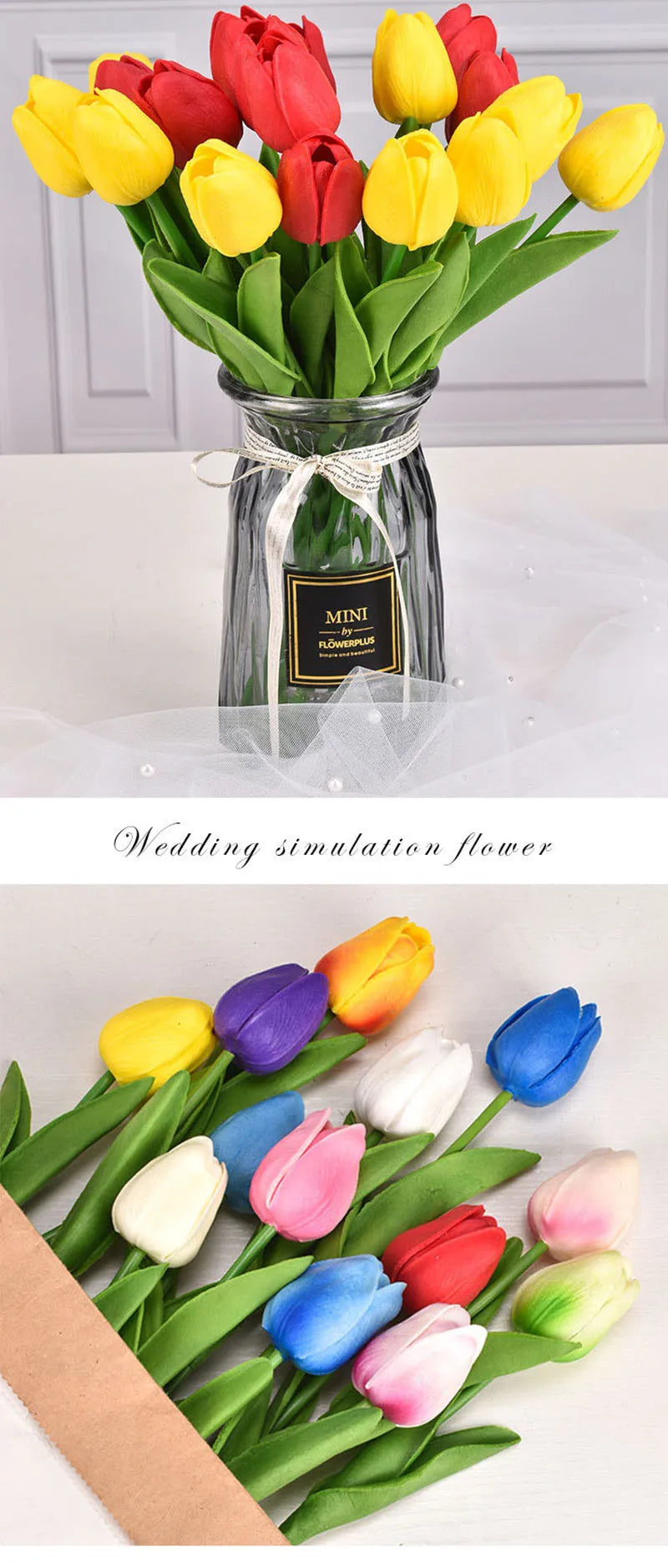 Real Touch Artificial Tulip Bouquet (3–20pcs) – Elegant Faux Flowers for Home & Wedding Decor