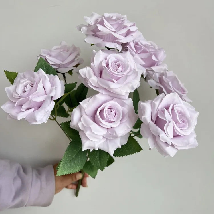 9-Head Diamond Rose Bouquet Artificial Flowers for Wedding & Home Decor
