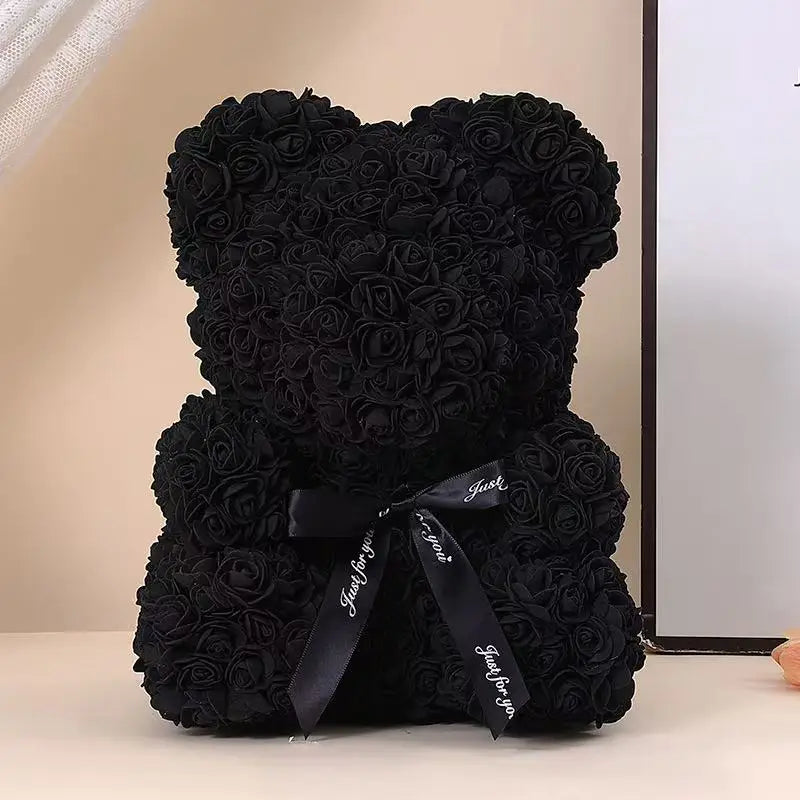 Artificial Teddy Rose Flower Bear with Box