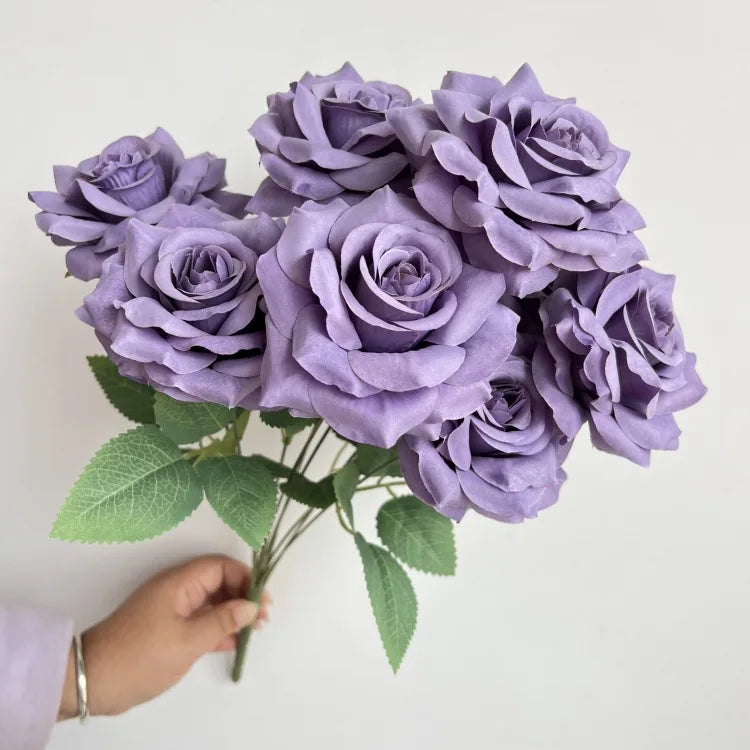 9-Head Diamond Rose Bouquet Artificial Flowers for Wedding & Home Decor
