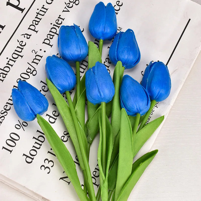 Real Touch Artificial Tulip Bouquet (3–20pcs) – Elegant Faux Flowers for Home & Wedding Decor