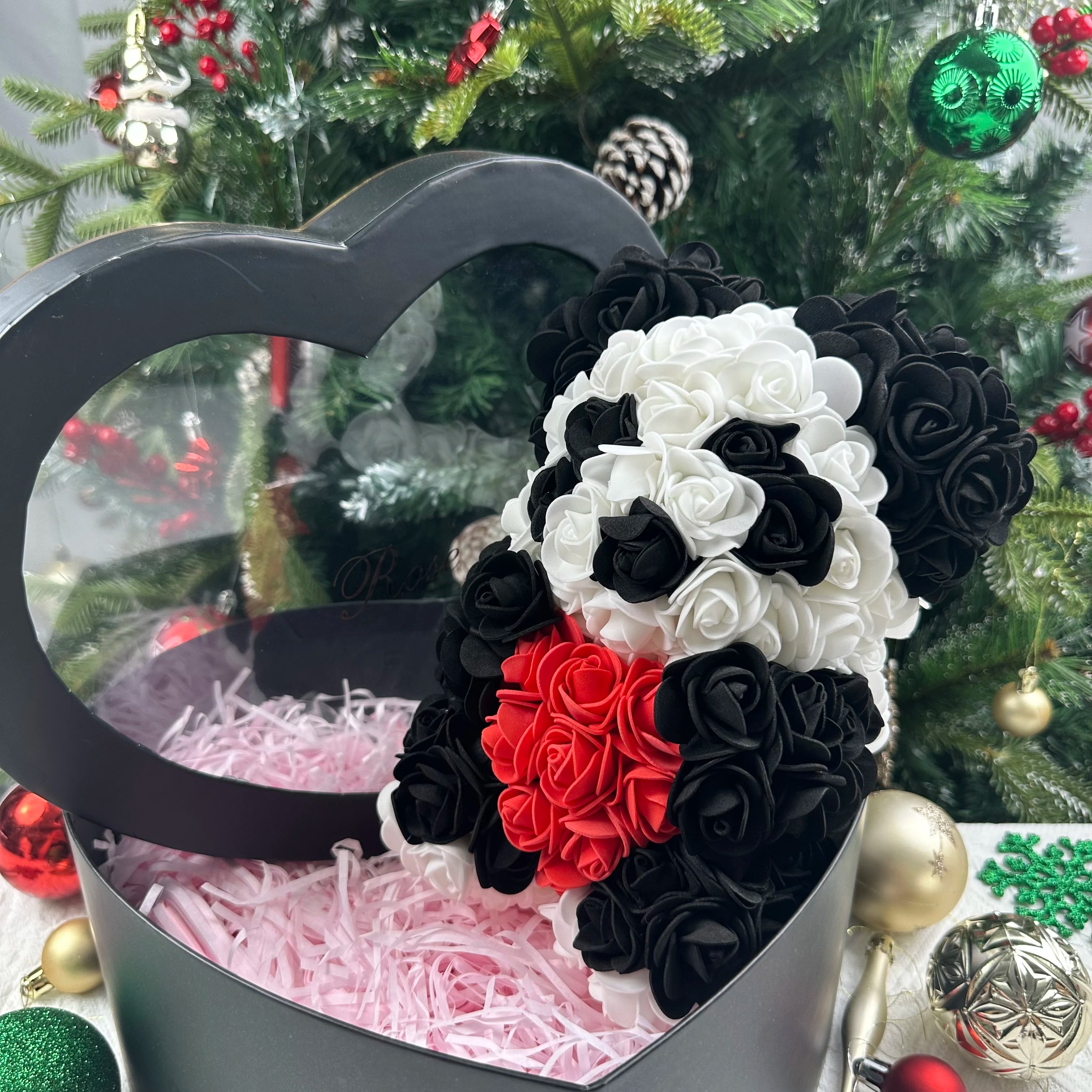Artificial Teddy Rose Flower Bear with Box