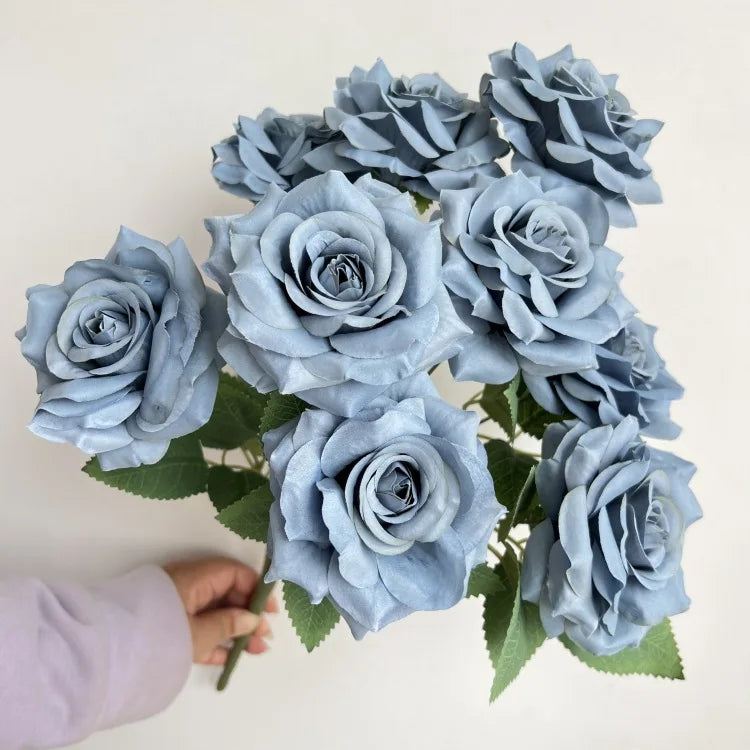 9-Head Diamond Rose Bouquet Artificial Flowers for Wedding & Home Decor
