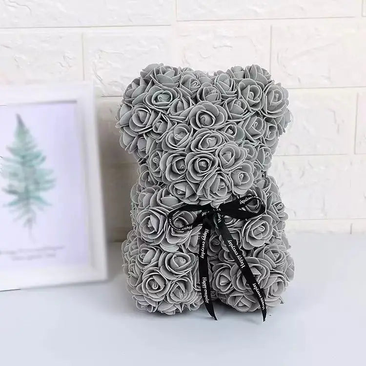 Artificial Teddy Rose Flower Bear with Box