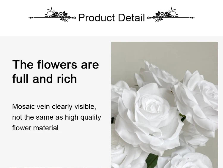 9-Head Diamond Rose Bouquet Artificial Flowers for Wedding & Home Decor