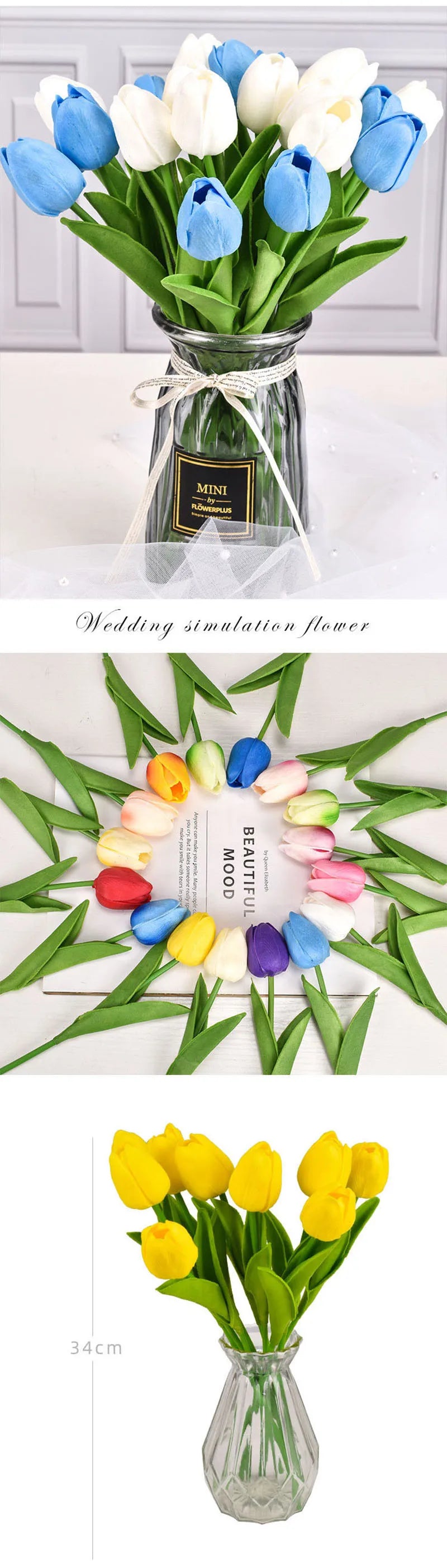 Real Touch Artificial Tulip Bouquet (3–20pcs) – Elegant Faux Flowers for Home & Wedding Decor