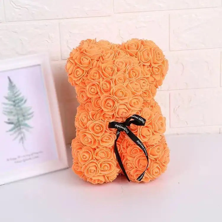 Artificial Teddy Rose Flower Bear with Box