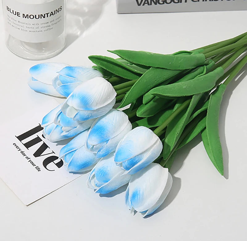 Real Touch Artificial Tulip Bouquet (3–20pcs) – Elegant Faux Flowers for Home & Wedding Decor