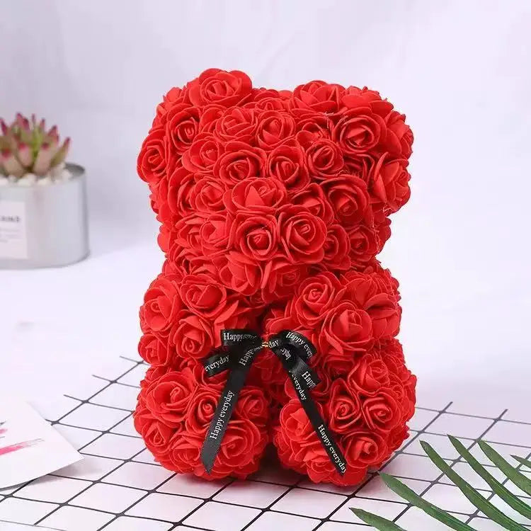 Artificial Teddy Rose Flower Bear with Box