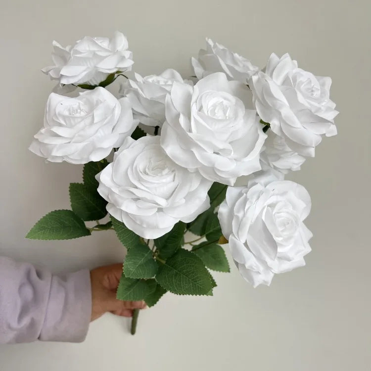 9-Head Diamond Rose Bouquet Artificial Flowers for Wedding & Home Decor