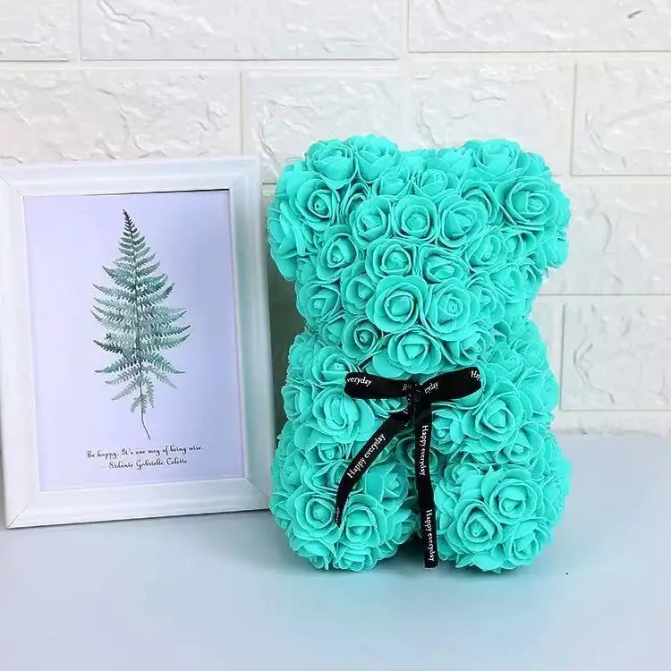 Artificial Teddy Rose Flower Bear with Box