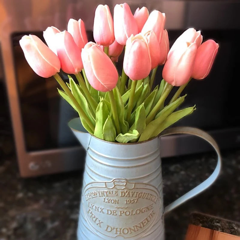 Real Touch Artificial Tulip Bouquet (3–20pcs) – Elegant Faux Flowers for Home & Wedding Decor