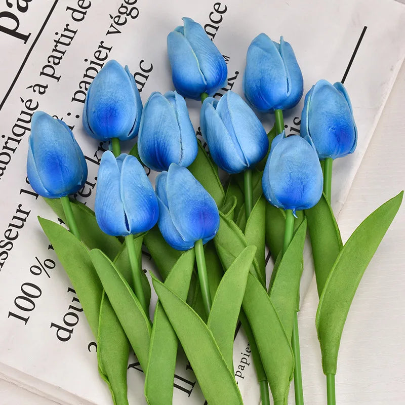 Real Touch Artificial Tulip Bouquet (3–20pcs) – Elegant Faux Flowers for Home & Wedding Decor