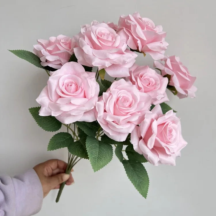 9-Head Diamond Rose Bouquet Artificial Flowers for Wedding & Home Decor