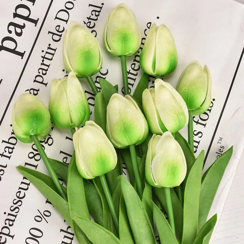 Real Touch Artificial Tulip Bouquet (3–20pcs) – Elegant Faux Flowers for Home & Wedding Decor