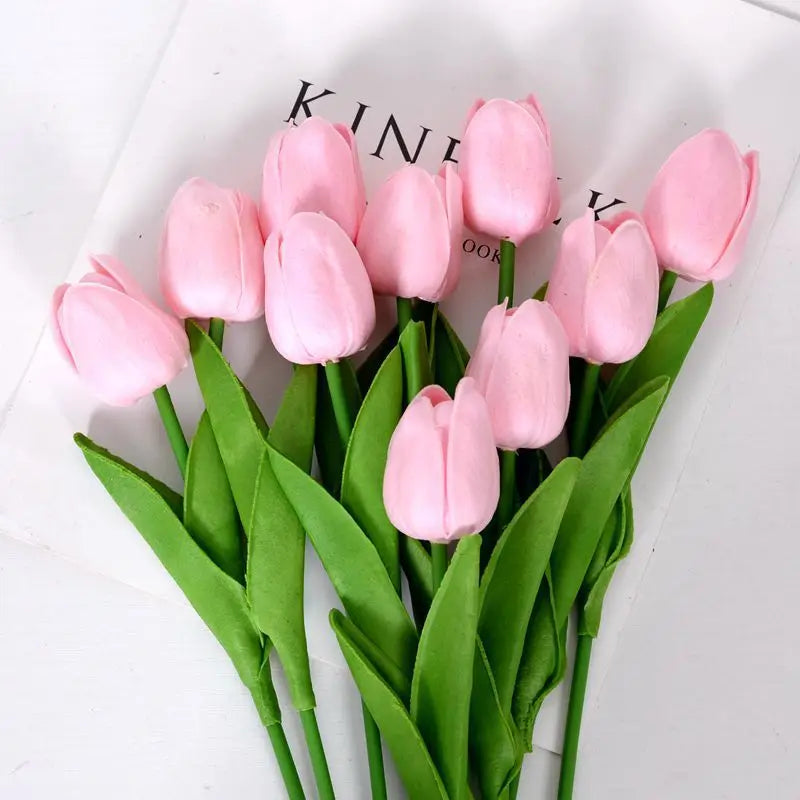 Real Touch Artificial Tulip Bouquet (3–20pcs) – Elegant Faux Flowers for Home & Wedding Decor