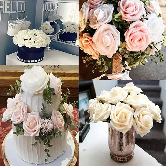 Foam Artificial Roses (15–100pcs) – Elegant Floral Decor for Weddings, Centerpieces & Special Events